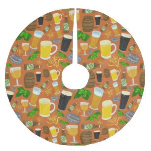 Jupon De Sapin En Polyester Brossé Motif de bouteilles de verre de bière et d'orge