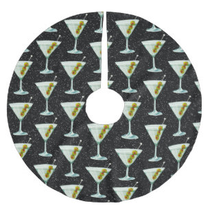 Jupon De Sapin En Polyester Brossé Motif de cocktails Martini