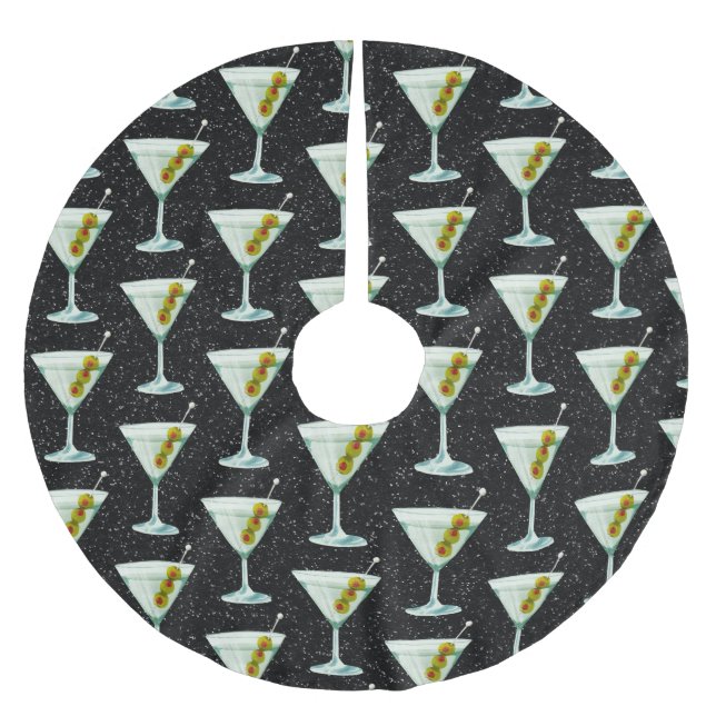 Jupon De Sapin En Polyester Brossé Motif de cocktails Martini (Devant)