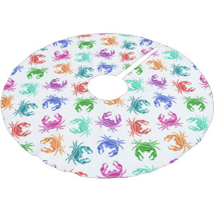 Jupon De Sapin En Polyester Brossé Motif De Crabes