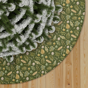 Jupon De Sapin En Polyester Brossé Motif de feuille de palme tropicale