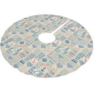 Jupon De Sapin En Polyester Brossé Motif de journal nautique