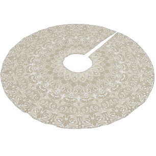 Jupon De Sapin En Polyester Brossé Motif de mandala ornemental kaki et blanc