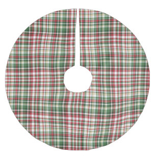 JUPON DE SAPIN EN POLYESTER BROSSÉ MOTIF DE NOËL BLANC VERT ROUGE