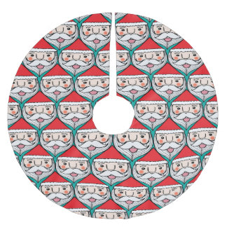 Jupon De Sapin En Polyester Brossé Motif de Noël du Père Noël