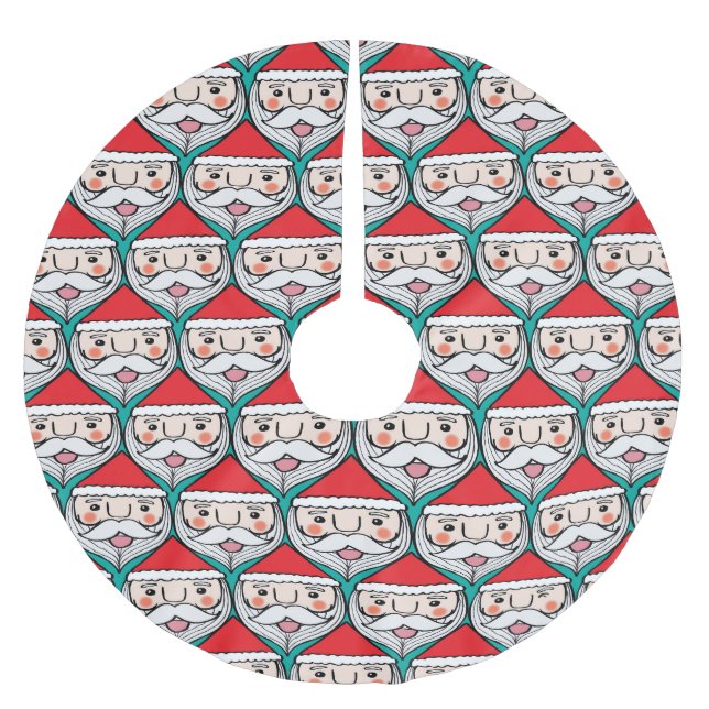 Jupon De Sapin En Polyester Brossé Motif de Noël du Père Noël (Devant)
