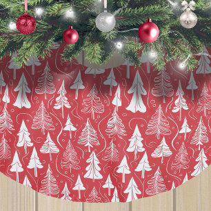 Jupon De Sapin En Polyester Brossé Motif de Noël rouge #6 ID1009