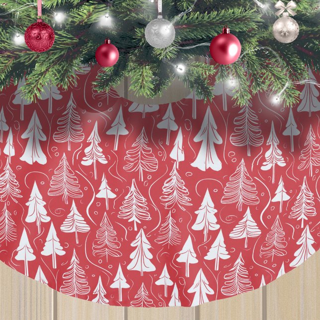 Jupon De Sapin En Polyester Brossé Motif de Noël rouge #6 ID1009 (Créateur téléchargé)