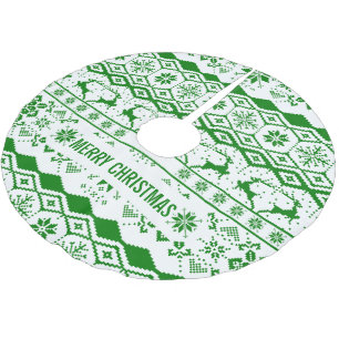 Jupon De Sapin En Polyester Brossé Motif de rennes verts
