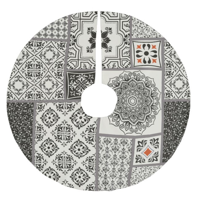 Jupon De Sapin En Polyester Brossé Motif de tuile islamique Majolica (Devant)