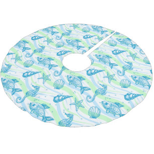 Jupon De Sapin En Polyester Brossé Motif d'esquisse marine