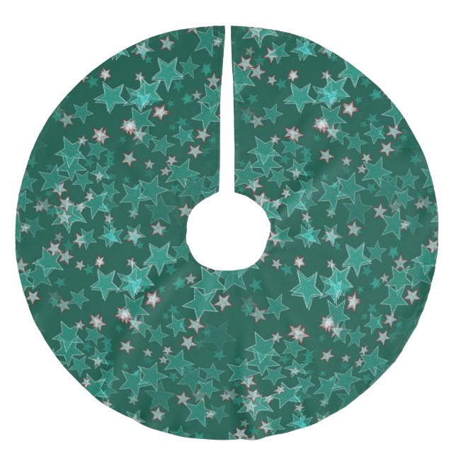 Jupon De Sapin En Polyester Brossé Motif d'étoiles (Devant)