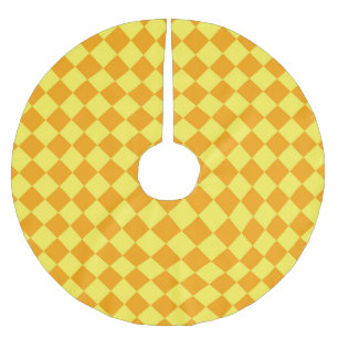 Jupon De Sapin En Polyester Brossé Motif diamant orange jaune Checker