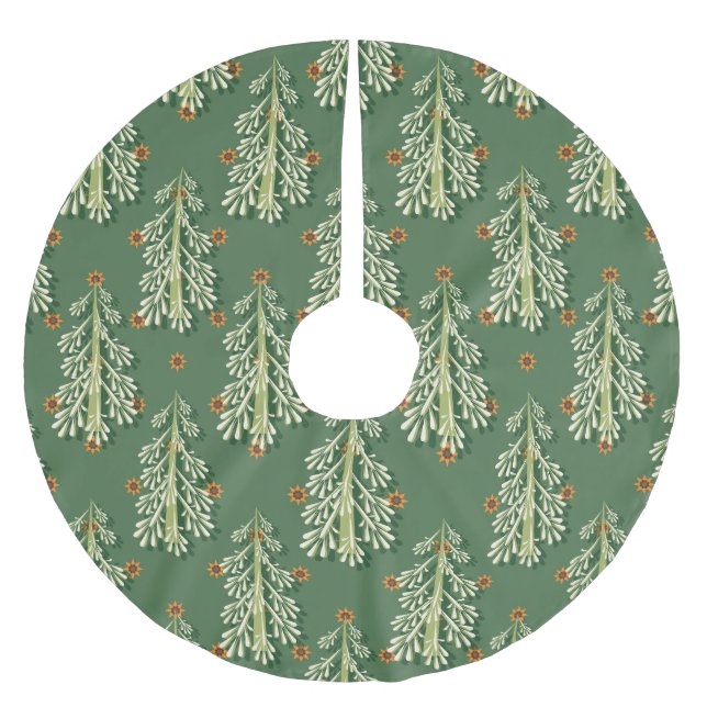 Jupon De Sapin En Polyester Brossé Motif d'illustration des arbres de Noël (Devant)