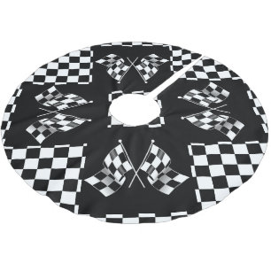 Jupon De Sapin En Polyester Brossé Motif drapeau à damier noir et blanc Cool