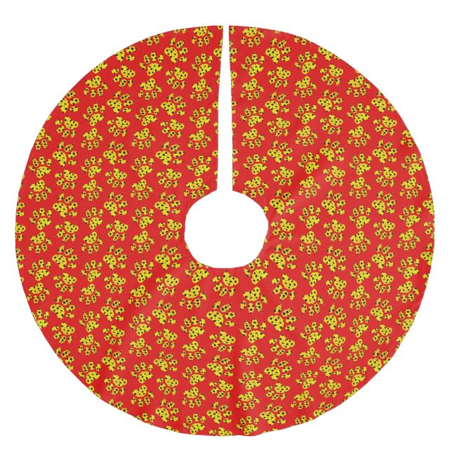 Jupon De Sapin En Polyester Brossé Motif Empreinte de patte Leopard (Devant)