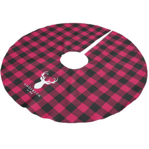 Jupon De Sapin En Polyester Brossé Motif Festif Plaid