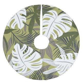 Jupon De Sapin En Polyester Brossé Motif Feuille tropical dynamique
