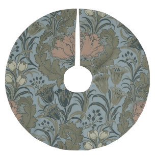 Jupon De Sapin En Polyester Brossé Motif floral victorien antique terre cuite sauge