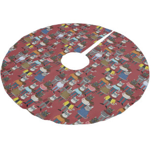 Jupon De Sapin En Polyester Brossé Motif frais de chat de hippie