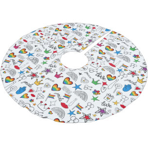 Jupon De Sapin En Polyester Brossé Motif Gay pride Doodle