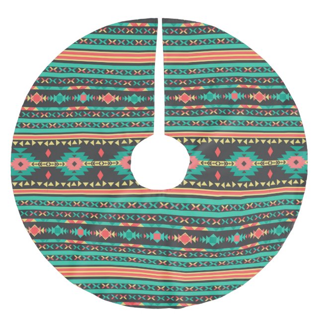 Jupon De Sapin En Polyester Brossé Motif géométrique ethnique tribal cool (Devant)