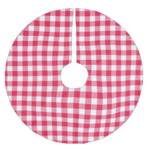 Jupon De Sapin En Polyester Brossé Motif Gingham Rouge et Blanc Classique Rustique