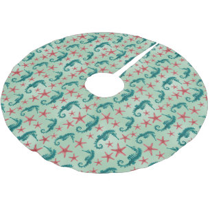 Jupon De Sapin En Polyester Brossé Motif maritime Turquoise 2