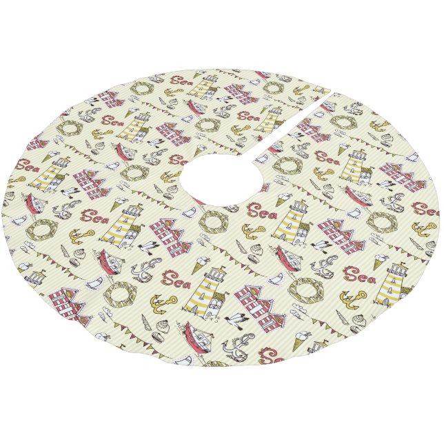 Jupon De Sapin En Polyester Brossé Motif mignon de scène de plage (Angle)
