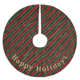 Jupon De Sapin En Polyester Brossé Motif moderne de rayures vertes et rouges avec mes