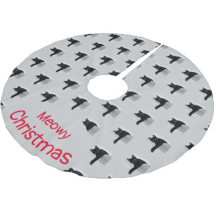 Jupon De Sapin En Polyester Brossé Motif noir Meowy Noël