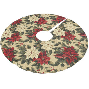 Jupon De Sapin En Polyester Brossé Motif Poinsettia vintage inspiré