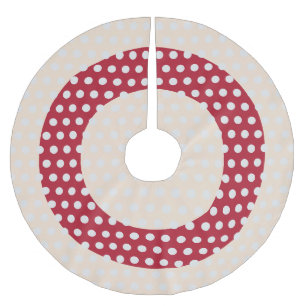 Jupon De Sapin En Polyester Brossé Motif pois beige rouge