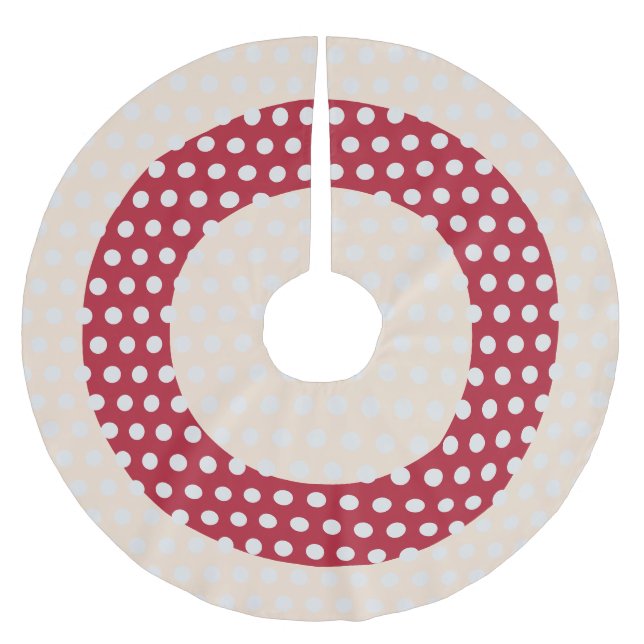 Jupon De Sapin En Polyester Brossé Motif pois beige rouge (Devant)