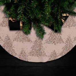 Jupon De Sapin En Polyester Brossé Motif Posh Tree | Glam Rose Gold Blush Noël