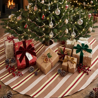Jupon De Sapin En Polyester Brossé Motif rayure automne chaud rétro