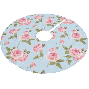 Jupon De Sapin En Polyester Brossé Motif rose et Pois