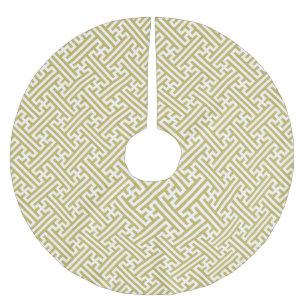Jupon De Sapin En Polyester Brossé Motif Sayagata, Japonais, Or et Blanc