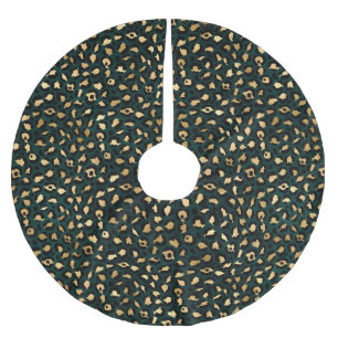 Jupon De Sapin En Polyester Brossé Motif série léopard sarcelle et or 1 