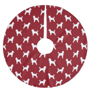 Jupon De Sapin En Polyester Brossé Motif silhouettes de caniche jouet rouge
