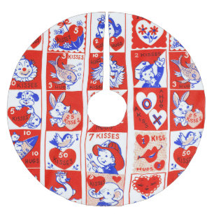 Jupon De Sapin En Polyester Brossé Motif timbre de la Saint-Valentin vintage des anné