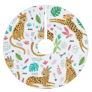 Jupon De Sapin En Polyester Brossé Motif tropical des léopards tribaux chiliens
