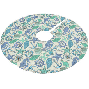 Jupon De Sapin En Polyester Brossé Motif turquoise d'animaux de mer