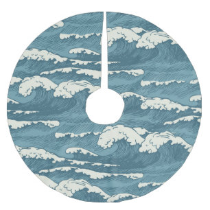 Jupon De Sapin En Polyester Brossé Motif Vintage rétro-tiré à la main