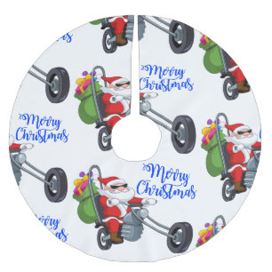 Jupon De Sapin En Polyester Brossé moto de noël père Noël
