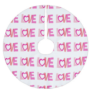 Jupon De Sapin En Polyester Brossé Mots d'amour noir blanc rose