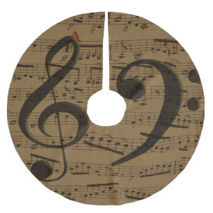 Jupon De Sapin En Polyester Brossé Musical Treble Clef Sheet Musique Classique
