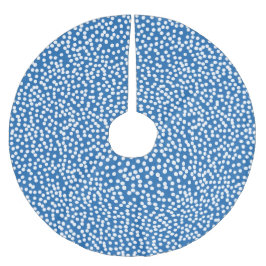 Jupon De Sapin En Polyester Brossé Nebulas Bleu aux points de neige blancs