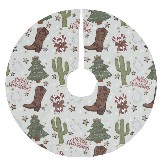 Jupon De Sapin En Polyester Brossé Noël à Cowboy (Devant)