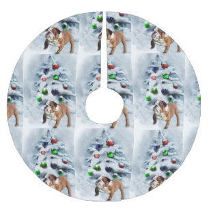 Jupon De Sapin En Polyester Brossé Noël anglais de bouledogue